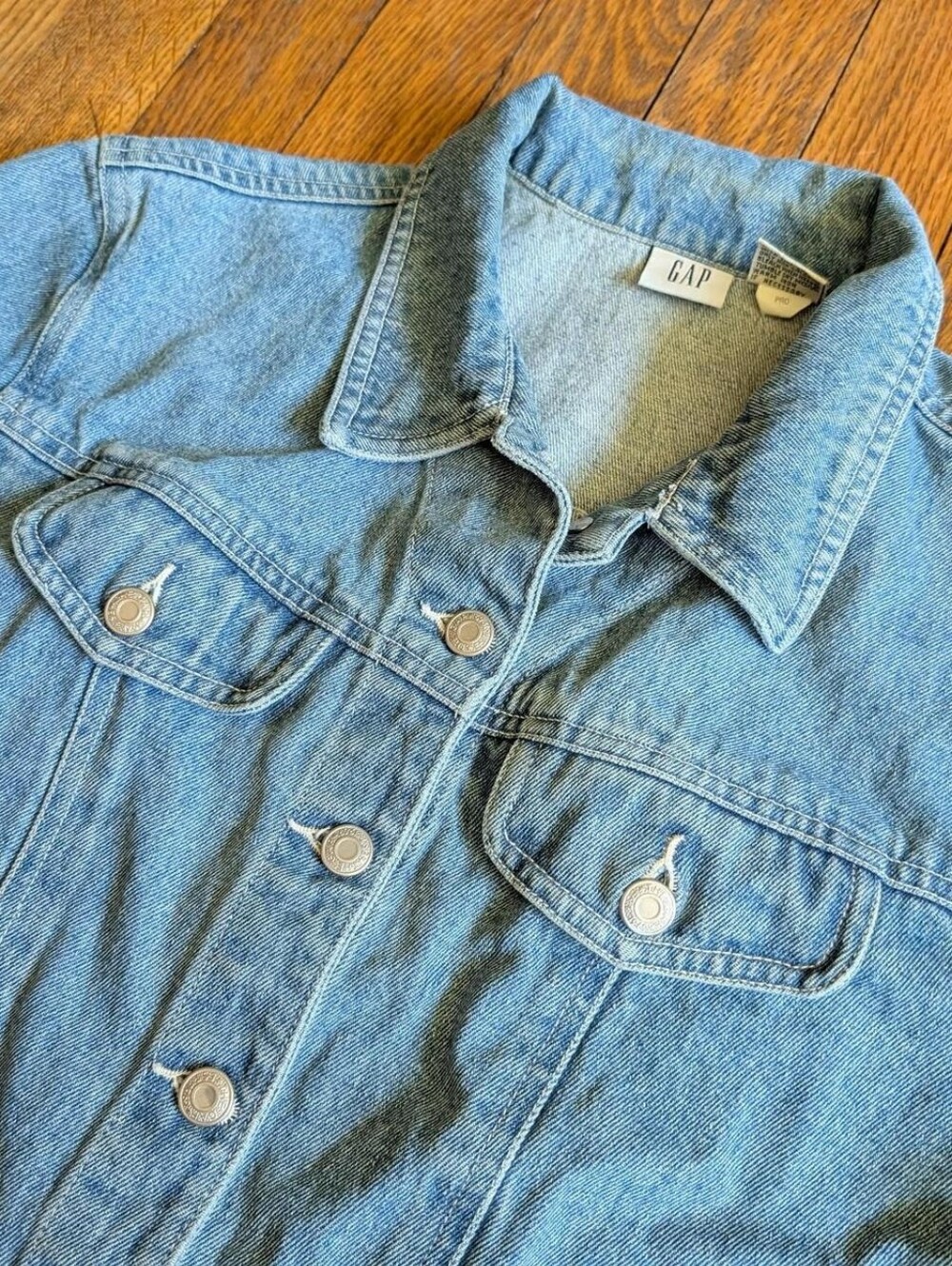 Vintage 90's Y2k Gap Cropped Denim Button-up Collared Top - Picture 4 of 5